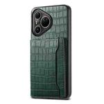 For Huawei Pura 80 Ultra 5G Crocodile Texture Card Bag Design Full Coverage Phone Case(Green)