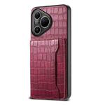 For Huawei Pura 80 Ultra 5G Crocodile Texture Card Bag Design Full Coverage Phone Case(Red)