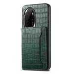 For Honor 100 Pro Crocodile Texture Card Bag Design Full Coverage Phone Case(Green)