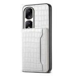 For Honor 90 Pro Crocodile Texture Card Bag Design Full Coverage Phone Case(White)