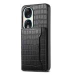 For Honor 90 Crocodile Texture Card Bag Design Full Coverage Phone Case(Black)