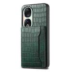 For Honor 90 Crocodile Texture Card Bag Design Full Coverage Phone Case(Green)