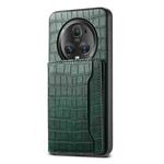 For Honor Magic5 Pro Crocodile Texture Card Bag Design Full Coverage Phone Case(Green)