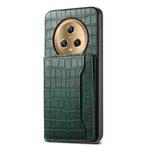 For Honor Magic5 Crocodile Texture Card Bag Design Full Coverage Phone Case(Green)