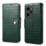 For Honor 100 Pro Denior Crocodile Texture Oil Edge Leather Phone Case(Green)