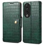 For Honor 90 Denior Crocodile Texture Oil Edge Leather Phone Case(Green)