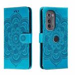 For Motorola Edge 2022 Sun Mandala Embossing Pattern Phone Leather Case(Blue)