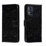 For Motorola Moto E13 Sun Mandala Embossing Pattern Phone Leather Case(Black)