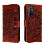 For Motorola Moto E13 Sun Mandala Embossing Pattern Phone Leather Case(Brown)