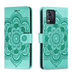 For Motorola Moto E13 Sun Mandala Embossing Pattern Phone Leather Case(Green)