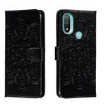 For Motorola Moto E20 Sun Mandala Embossing Pattern Phone Leather Case(Black)