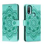 For Motorola Moto E20 Sun Mandala Embossing Pattern Phone Leather Case(Green)