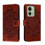 For Motorola Moto Edge 40 Sun Mandala Embossing Pattern Phone Leather Case(Brown)