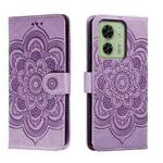 For Motorola Moto Edge 40 Sun Mandala Embossing Pattern Phone Leather Case(Purple)