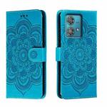 For Motorola Moto Edge 40 Neo Sun Mandala Embossing Pattern Phone Leather Case(Blue)