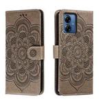 For Motorola Moto G14 Sun Mandala Embossing Pattern Phone Leather Case(Grey)