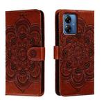 For Motorola Moto G14 Sun Mandala Embossing Pattern Phone Leather Case(Brown)