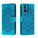 For Motorola Moto G14 Sun Mandala Embossing Pattern Phone Leather Case(Blue)