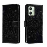 For Motorola Moto G54 Sun Mandala Embossing Pattern Phone Leather Case(Black)