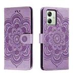 For Motorola Moto G54 Sun Mandala Embossing Pattern Phone Leather Case(Purple)