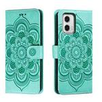 For Motorola Moto G73 Sun Mandala Embossing Pattern Phone Leather Case(Green)