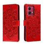 For Motorola Moto G84 Sun Mandala Embossing Pattern Phone Leather Case(Red)