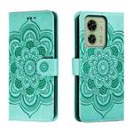 For Motorola Edge 40 Sun Mandala Embossing Pattern Phone Leather Case(Green)