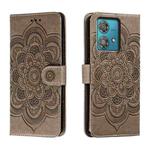 For Motorola Edge 40 Neo Sun Mandala Embossing Pattern Phone Leather Case(Grey)