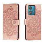 For Motorola Edge 40 Neo Sun Mandala Embossing Pattern Phone Leather Case(Rose Gold)