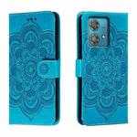 For Motorola Edge 40 Neo Sun Mandala Embossing Pattern Phone Leather Case(Blue)