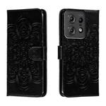 For Motorola Edge 50 Pro Sun Mandala Embossing Pattern Phone Leather Case(Black)