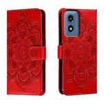 For Motorola Moto G Play 2024 Sun Mandala Embossing Pattern Phone Leather Case(Red)