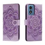 For Motorola Moto G Play 2024 Sun Mandala Embossing Pattern Phone Leather Case(Purple)