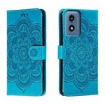 For Motorola Moto G Play 2024 Sun Mandala Embossing Pattern Phone Leather Case(Blue)