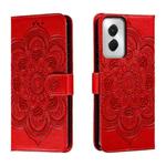 For Motorola Moto G Power 5G 2024 Sun Mandala Embossing Pattern Phone Leather Case(Red)