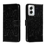 For Motorola Moto G Power 5G 2024 Sun Mandala Embossing Pattern Phone Leather Case(Black)