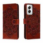 For Motorola Moto G Power 5G 2024 Sun Mandala Embossing Pattern Phone Leather Case(Brown)