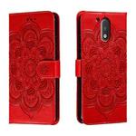 For Motorola Moto G4 Sun Mandala Embossing Pattern Phone Leather Case(Red)
