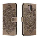 For Motorola Moto G4 Sun Mandala Embossing Pattern Phone Leather Case(Grey)