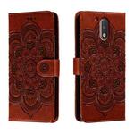 For Motorola Moto G4 Sun Mandala Embossing Pattern Phone Leather Case(Brown)