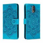 For Motorola Moto G4 Sun Mandala Embossing Pattern Phone Leather Case(Blue)