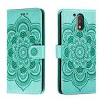 For Motorola Moto G4 Sun Mandala Embossing Pattern Phone Leather Case(Green)