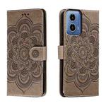 For Motorola Moto G34 Sun Mandala Embossing Pattern Phone Leather Case(Grey)