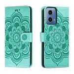 For Motorola Moto G34 Sun Mandala Embossing Pattern Phone Leather Case(Green)