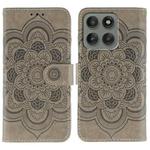 For Motorola Edge 60 Pro Sun Mandala Embossing Pattern Phone Leather Case(Grey)