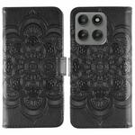 For Motorola Edge 60 Pro Sun Mandala Embossing Pattern Phone Leather Case(Black)
