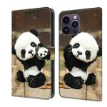 For iPhone 15 Pro Max Crystal Painted Leather Phone case(Panda)