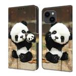 For iPhone 15 Crystal Painted Leather Phone case(Panda)