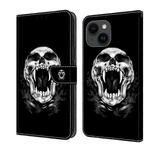 For iPhone 14 Plus/15 Plus Crystal Painted Leather Phone case(Skull)