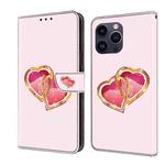 For iPhone 11 Pro Max Crystal Painted Leather Phone case(Love Peach)